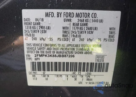 2018 Ford Edge Titanium from USA, damaged, VIN 2FMPK3K88JBB87206
